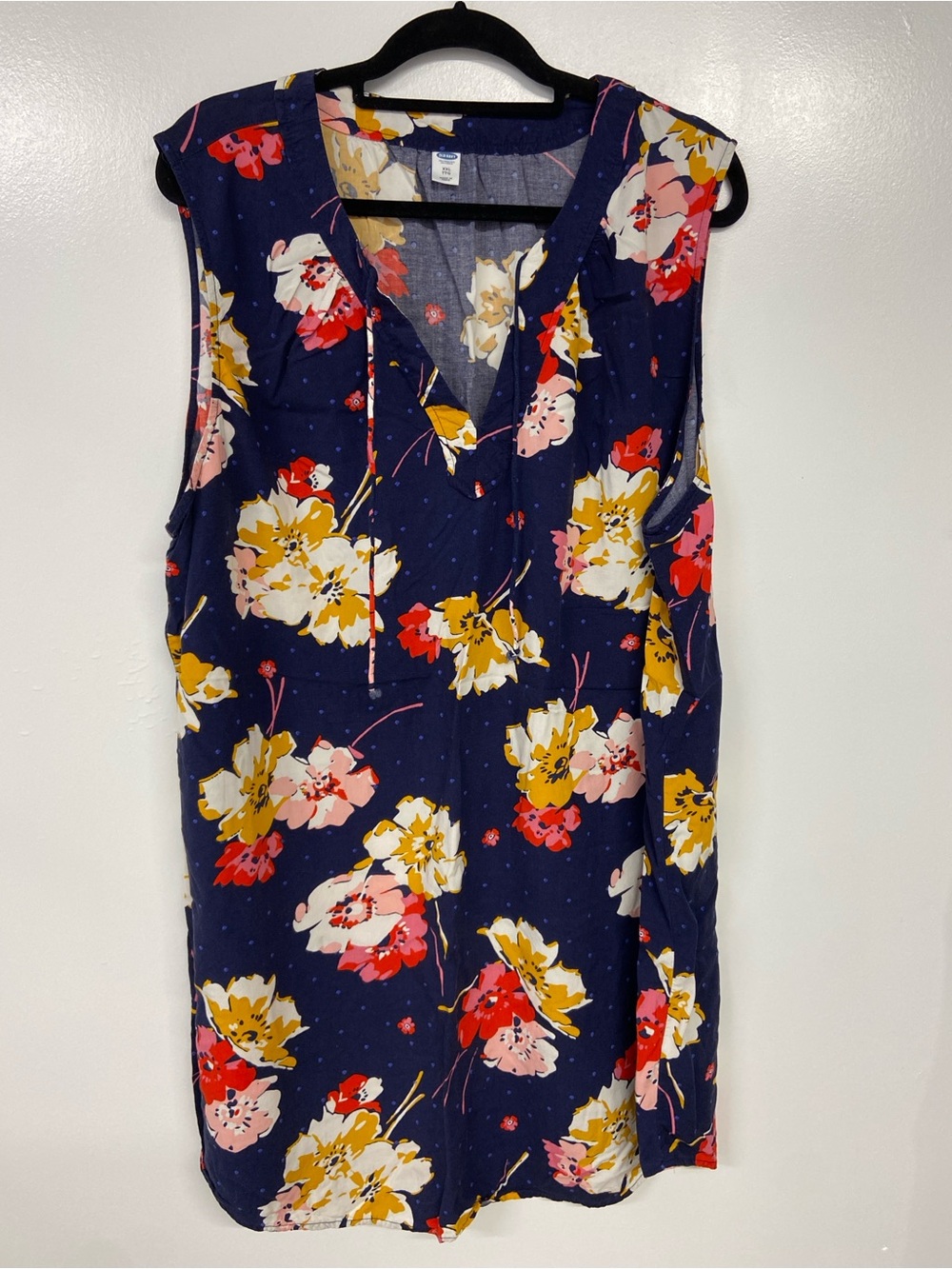 Old Navy Sleeveless Floral V-Neck Shift Dress - Navy XXL